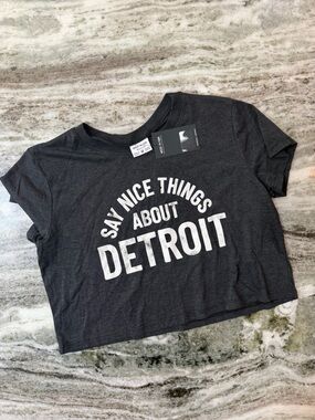 NWT “Say Nice Things About Detroit”Graphic Tee - Charcoal with White Print